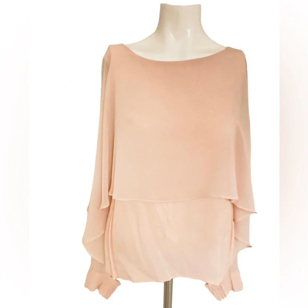 Zara Chiffon Overlay Tiered Blouse - Picture 2 of 6